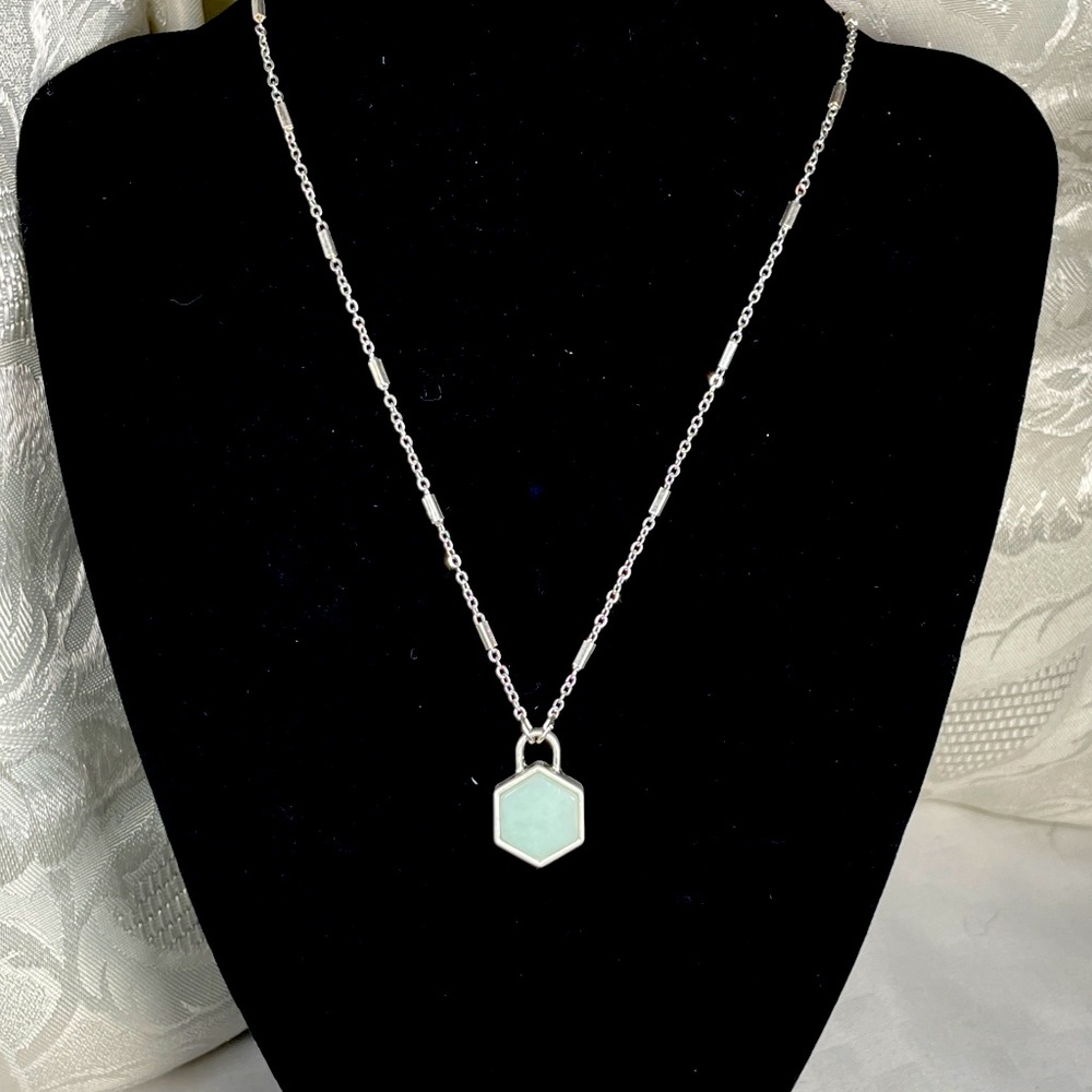 NEW! Opalescent Hexagon Pendant Necklace